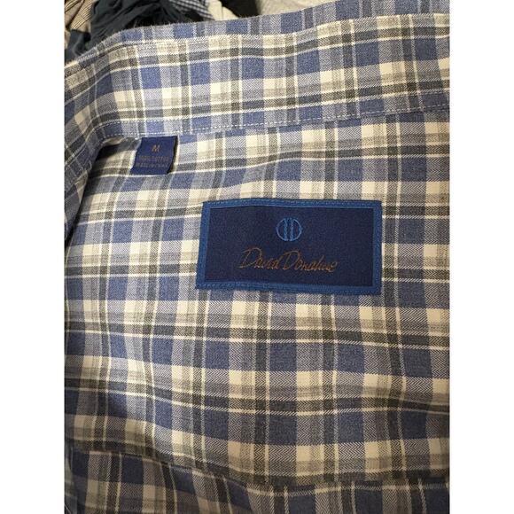 David Donahue Dress Shirt Mens Large Blue Check Twill Button Up Work Designer M - Picture 5 of 9